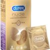 Durex - Préservatifs Nude Sans Latex - Sensation Peau Contre Peau - 8 Préservatifs